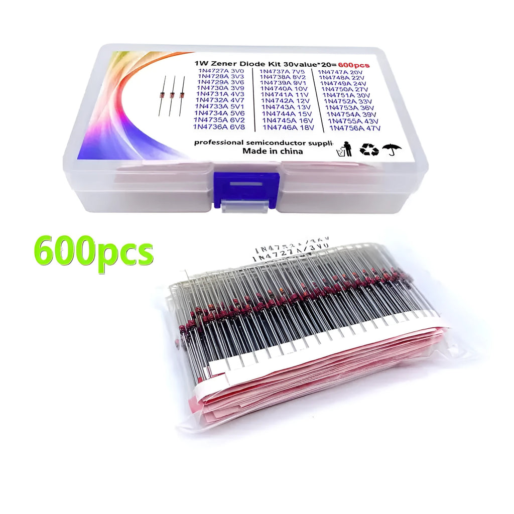 Boxed 1W Zener diode in crystal glass package with 50V reverse breakdown voltage