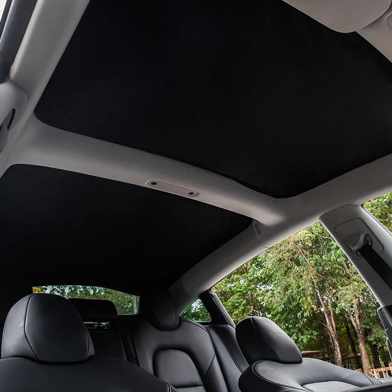 Nylon mesh sun shade heat insulation for Tesla Model 3 and Y front windshield with buckle attachment