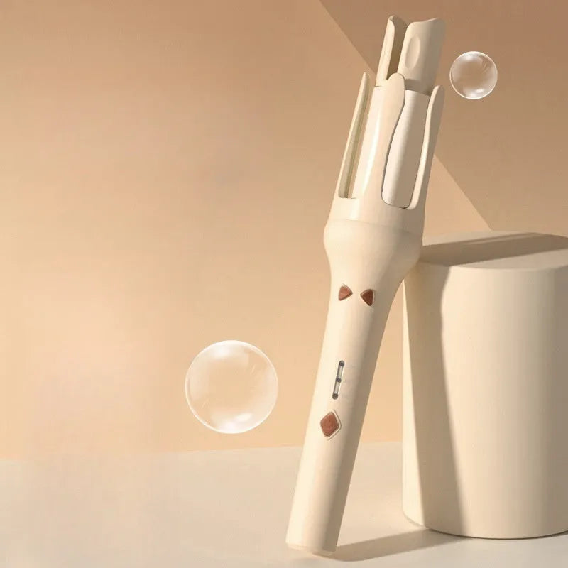Automatic hair curler with 32mm ceramic-coated barrel in white colour variant with pink accents