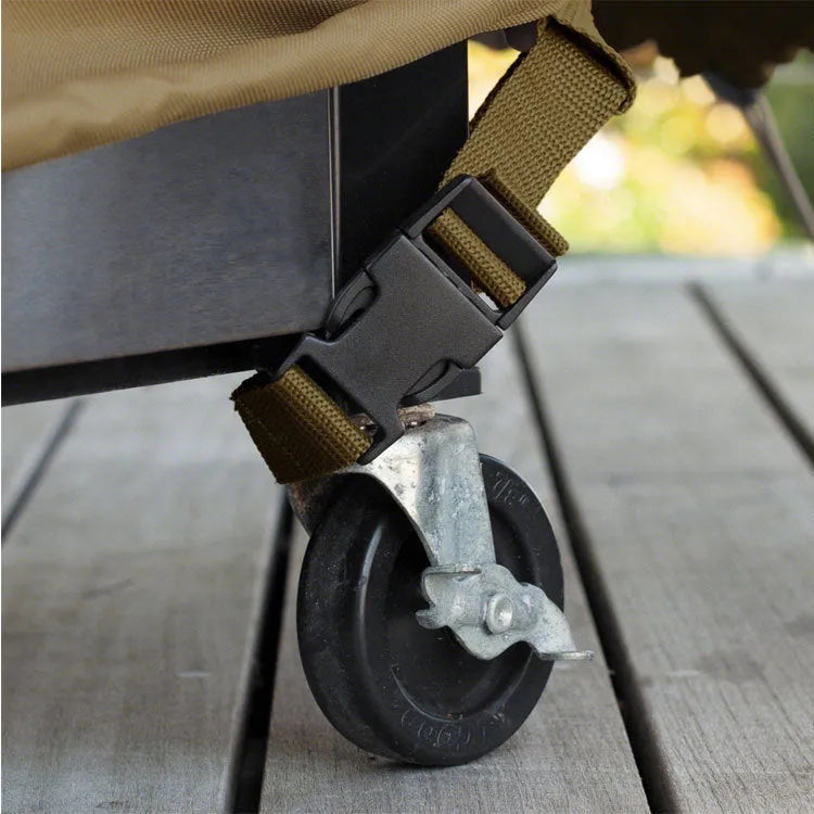 Beige polyester outdoor barbecue cover with a minimalist Nordic design, shown folded.
