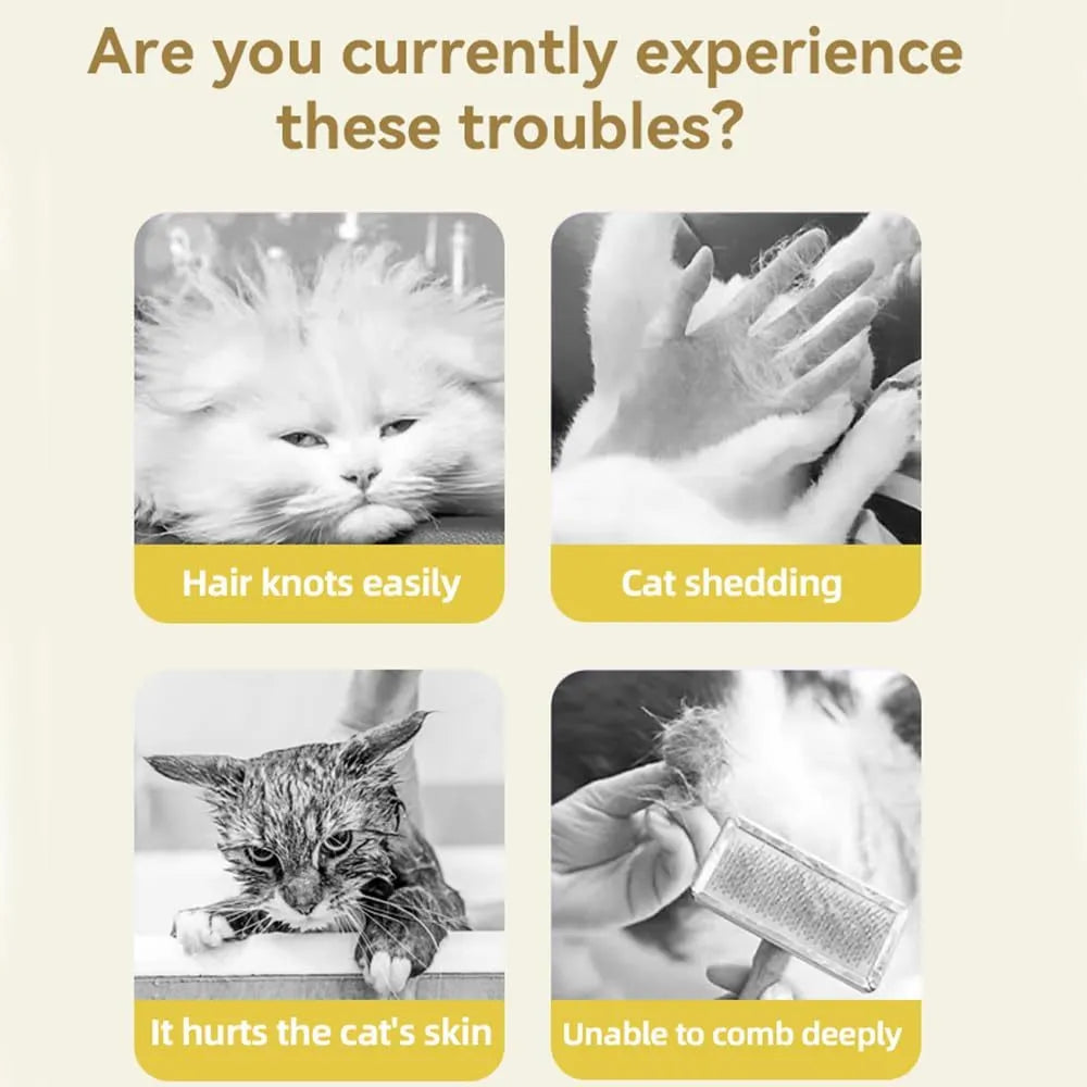 Green and yellow rechargeable cat steam brush with silicone bristles for pet grooming and massage.