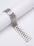 Stainless steel watch band showing silver and black colour options with universal 20mm 22mm sizing