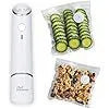White USB vacuum food sealer with five 26x28cm plastic storage bags