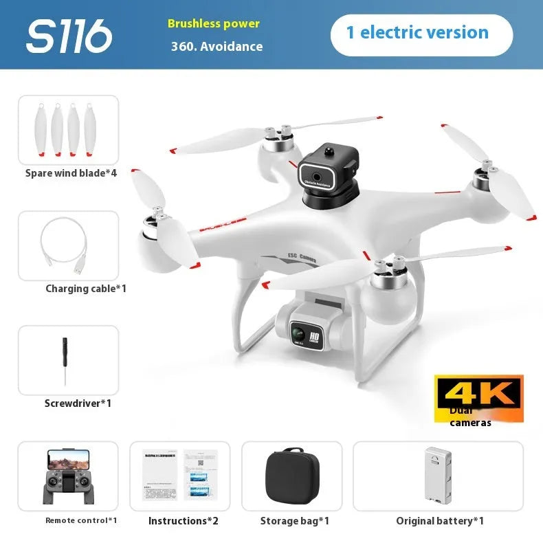 Black HD brushless motor UAV drone with four-side obstacle avoidance and camera