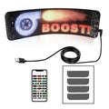 Flexible black Bluetooth LED screen for car rear windshield display, showing dimensions 49.2 x 110 cm.