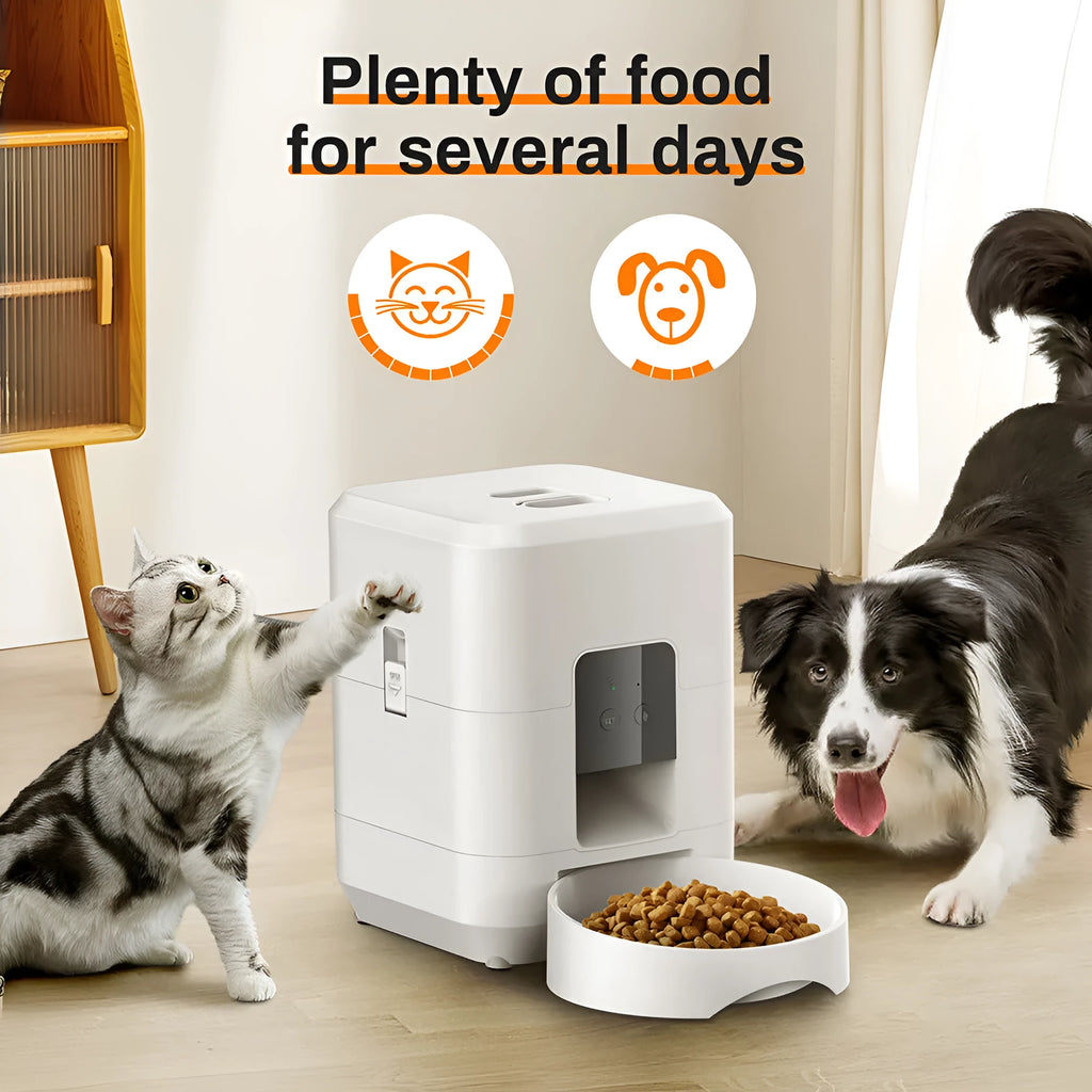 Pet Smart Feeder 2L automatic dog feeding machine with WIFI timing, round black finish, on a countertop