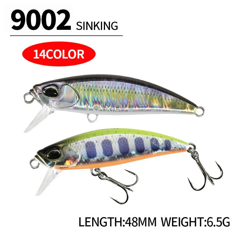 Japanese Submerged Mino soft plastic fishing lure, 48mm length, shown in one of fourteen available colours.