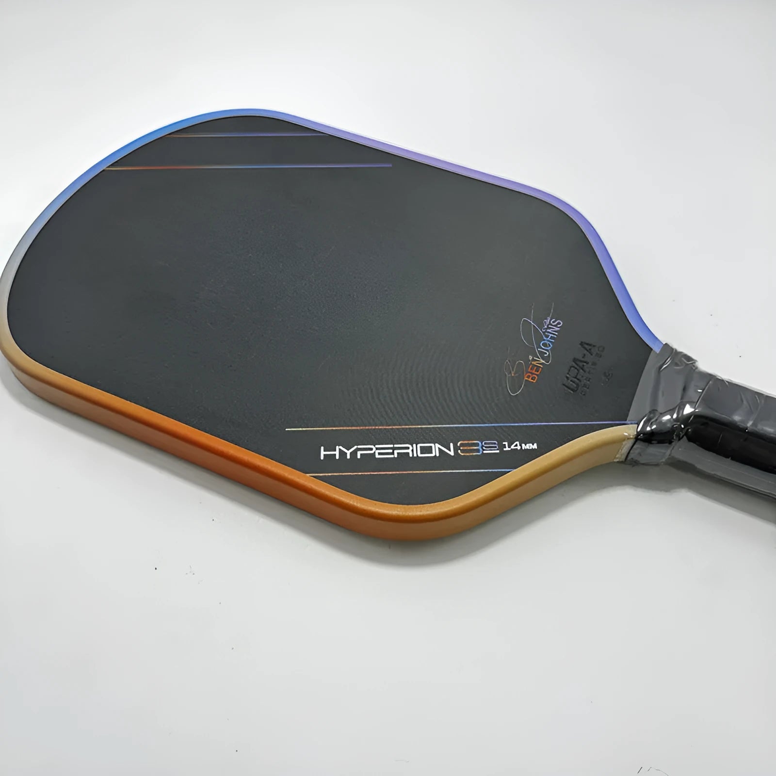 Aurora Multicolor Hyperion 3S pickleball racket with carbon fibre matte finish.