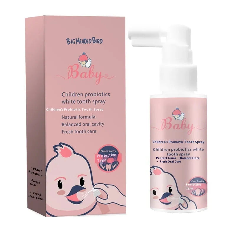 Children's probiotics white teeth cleaning spray bottle in strawberry or orange flavour, 40ml
