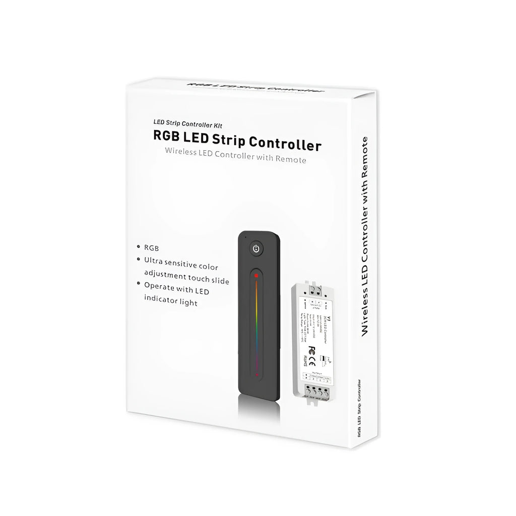 Black LED dimmer wireless RF switch 12-24V 8A RGB controller with remote control, 150x125x23mm