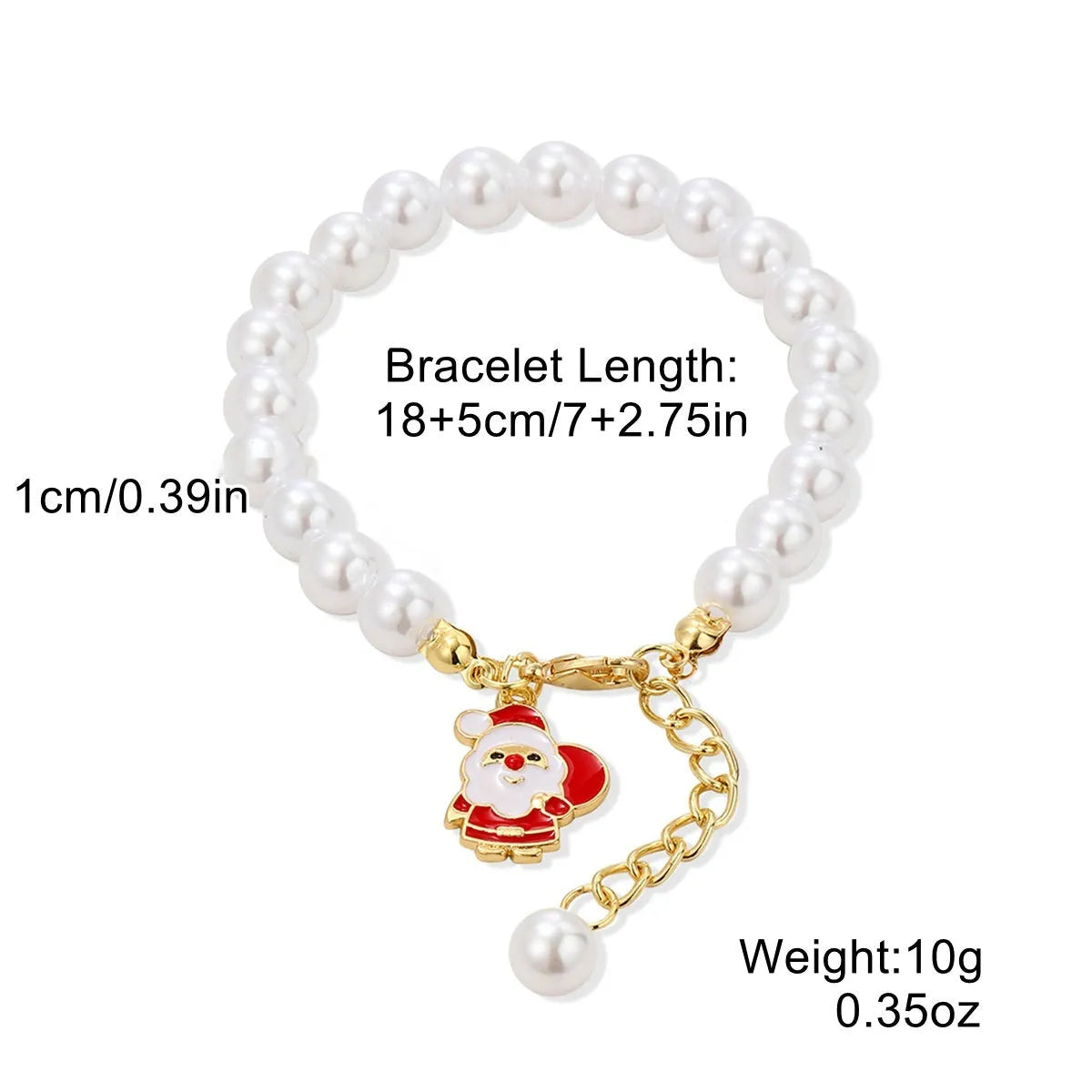 European American new Christmas bracelet pendant set in imitation pearl and polymer clay with Santa Claus design