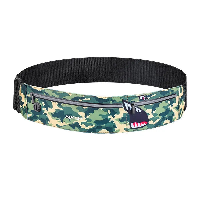 Unisex outdoor waterproof waist bag in camouflage crocodile colour with 8-inch storage capacity