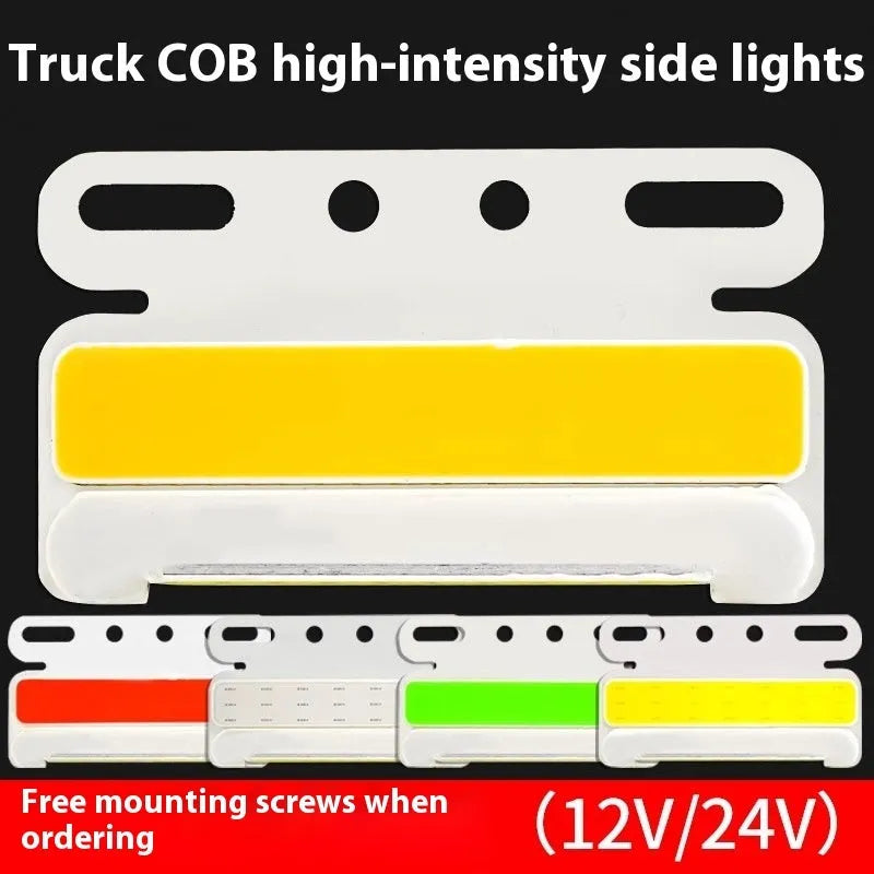 Waterproof aluminium COB LED truck side light for 12V and 24V commercial vehicles.