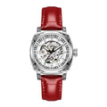 Mechanical wrist watch with luminous hands and leather strap in multiple colour options
