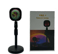 Red sunset and rainbow projection lamp with USB rechargeable operation and push-button controls