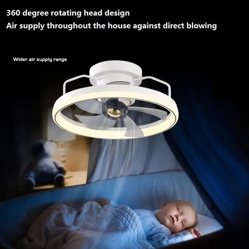 Modern simple style ceiling fan with light fixture, 50cm diameter, with PC blades and acrylic shade.