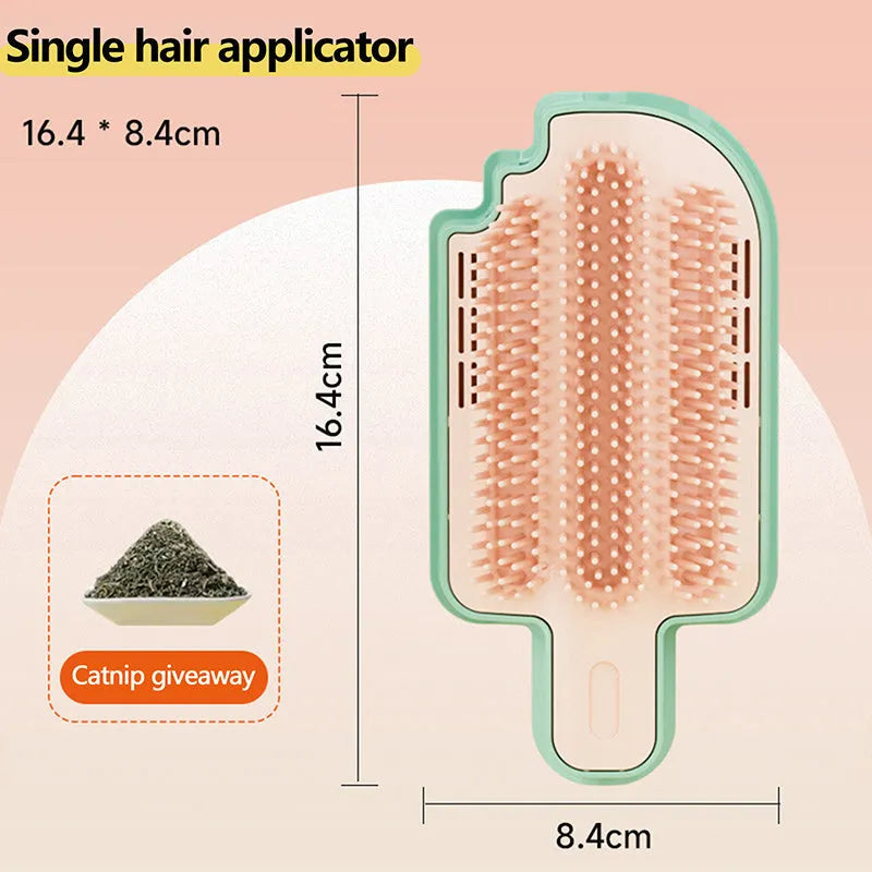 Ice cream cone shaped cat grooming toy with rubbing corner, mint ball and feather attachments