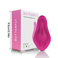Rose red silicone female massager with butterfly design and USB charging cable