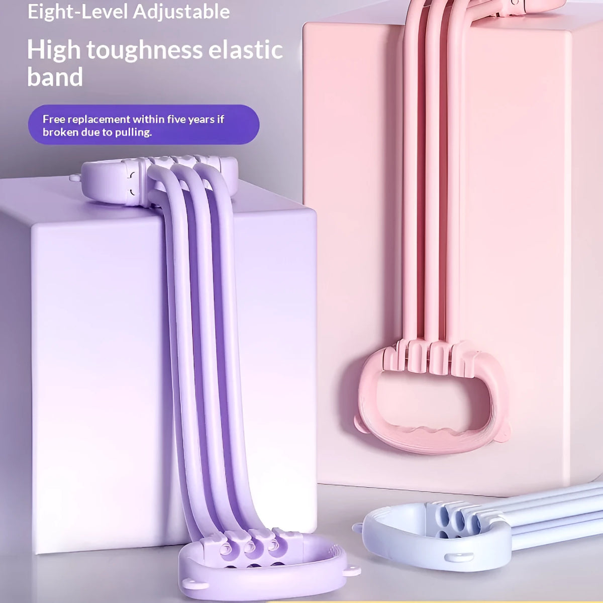 New 8-shaped resistance puller for women, back opener and shoulder exerciser with cat ear handle, available in pink, purple, and blue