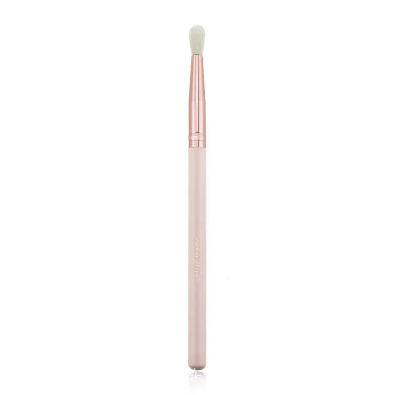 26 pink makeup brushes with wool bristles and wooden handles in PU brush case