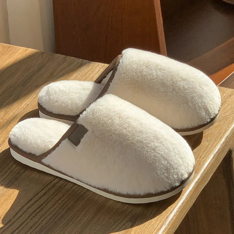 PVC non-slip plush winter slippers in blue brown coffee pink and white colours