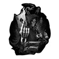 Black reflective skull spades playing card car sticker on vehicle body