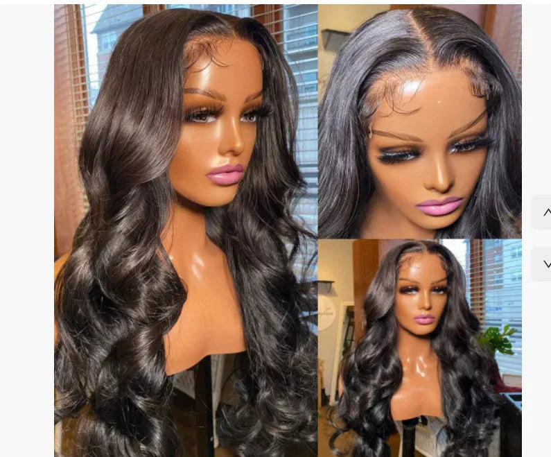 Black synthetic curly wig with 22-inch length and mesh lace cap