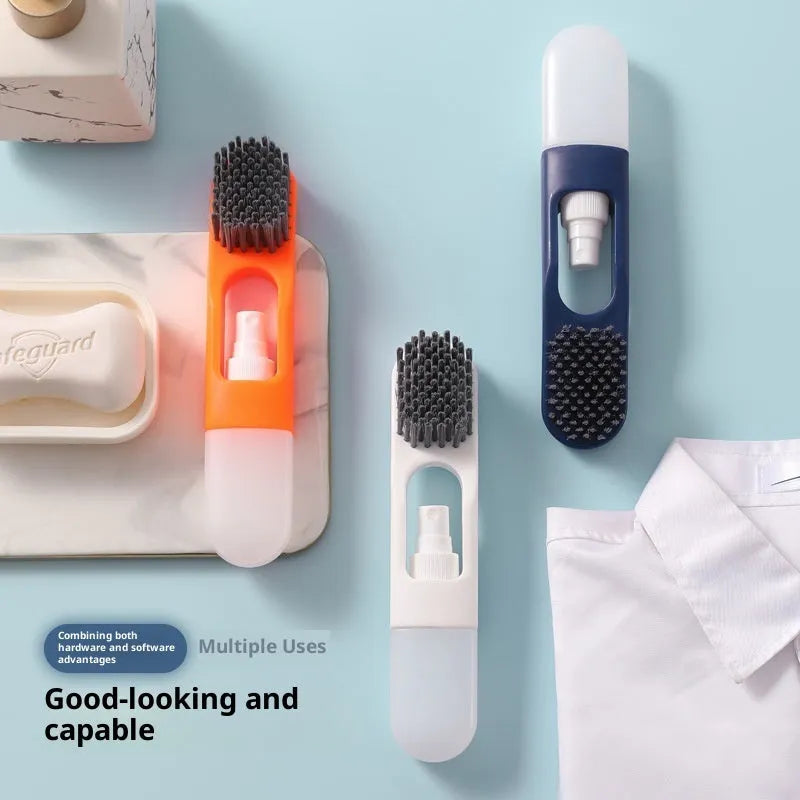 Portable plastic glue brush with press fluid dispenser, flexible head, available in orange purple white.