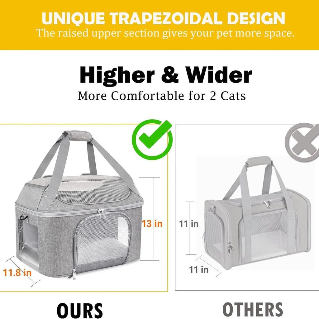 Breathable pet carrier backpack with hard baseplate for dogs and cats in black