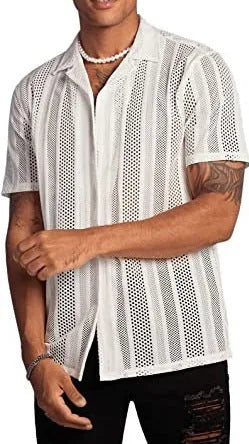 Men's black knitted short-sleeved button cardigan shirt with jacquard texture