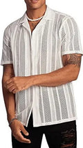 Men's black knitted short-sleeved button cardigan shirt with jacquard texture