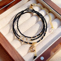 Women's blue gold sand stone three-ring multi-layer bracelet with manual craft details