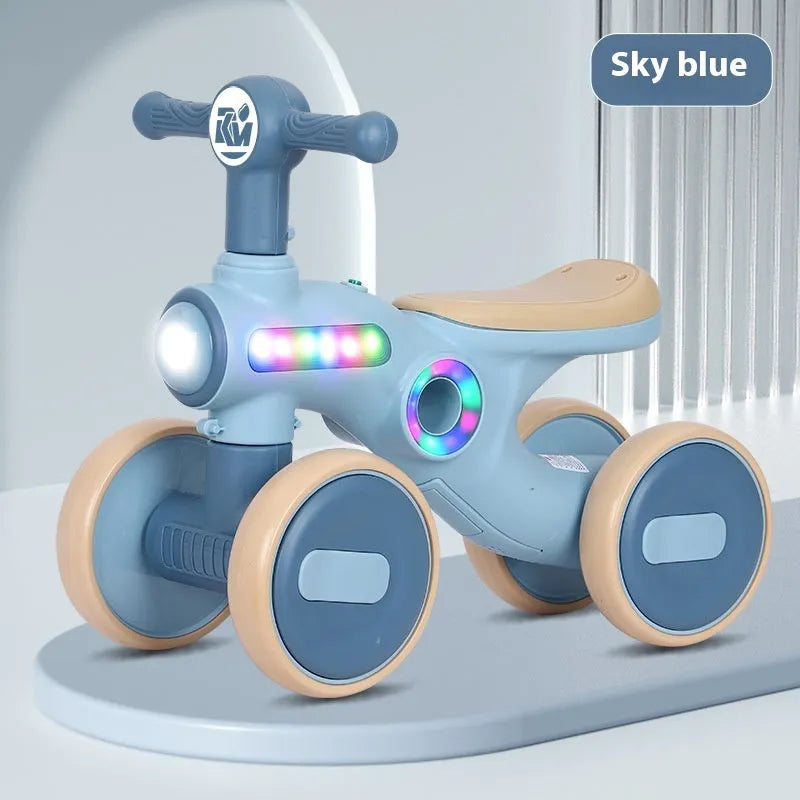 Children's gliding walker for ages 1-3, no pedal anti-rollover four-wheel car with light music, PP material