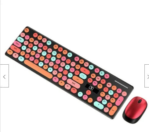 Xinmeng N620 Vibrant Yellow wireless keyboard and mouse set with backlight on desk