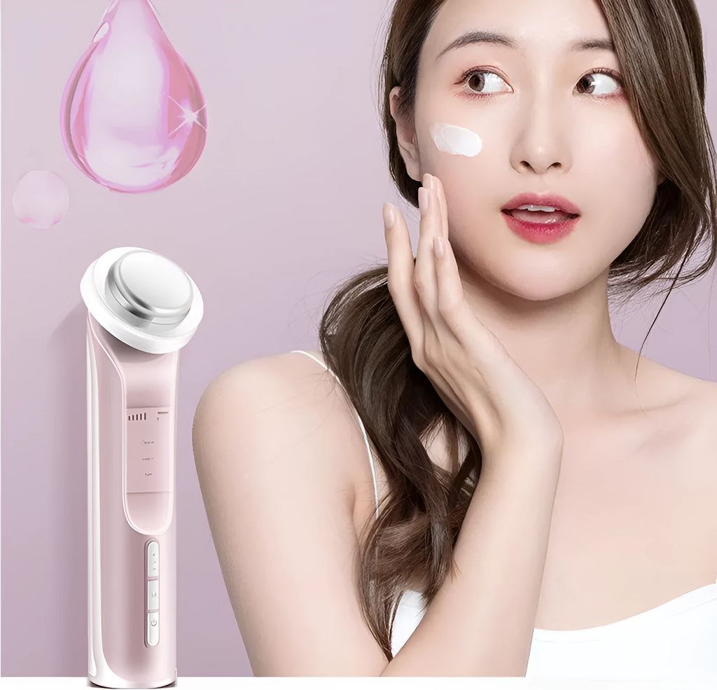 Pink or white facial mask instrument, USB rechargeable, 168x46x45mm, 120g
