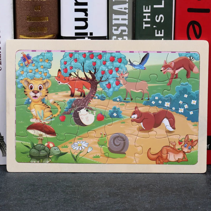80 piece wooden animal jigsaw puzzle in iron box with non-toxic paint for children aged 3+