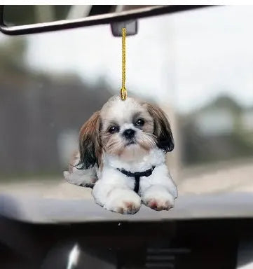 Clear acrylic car hanging pendant with cartoon character design for interior decoration