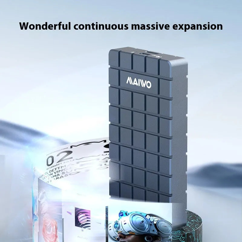 USB4 hard disk enclosure with aluminium alloy case measuring 50x118x13mm