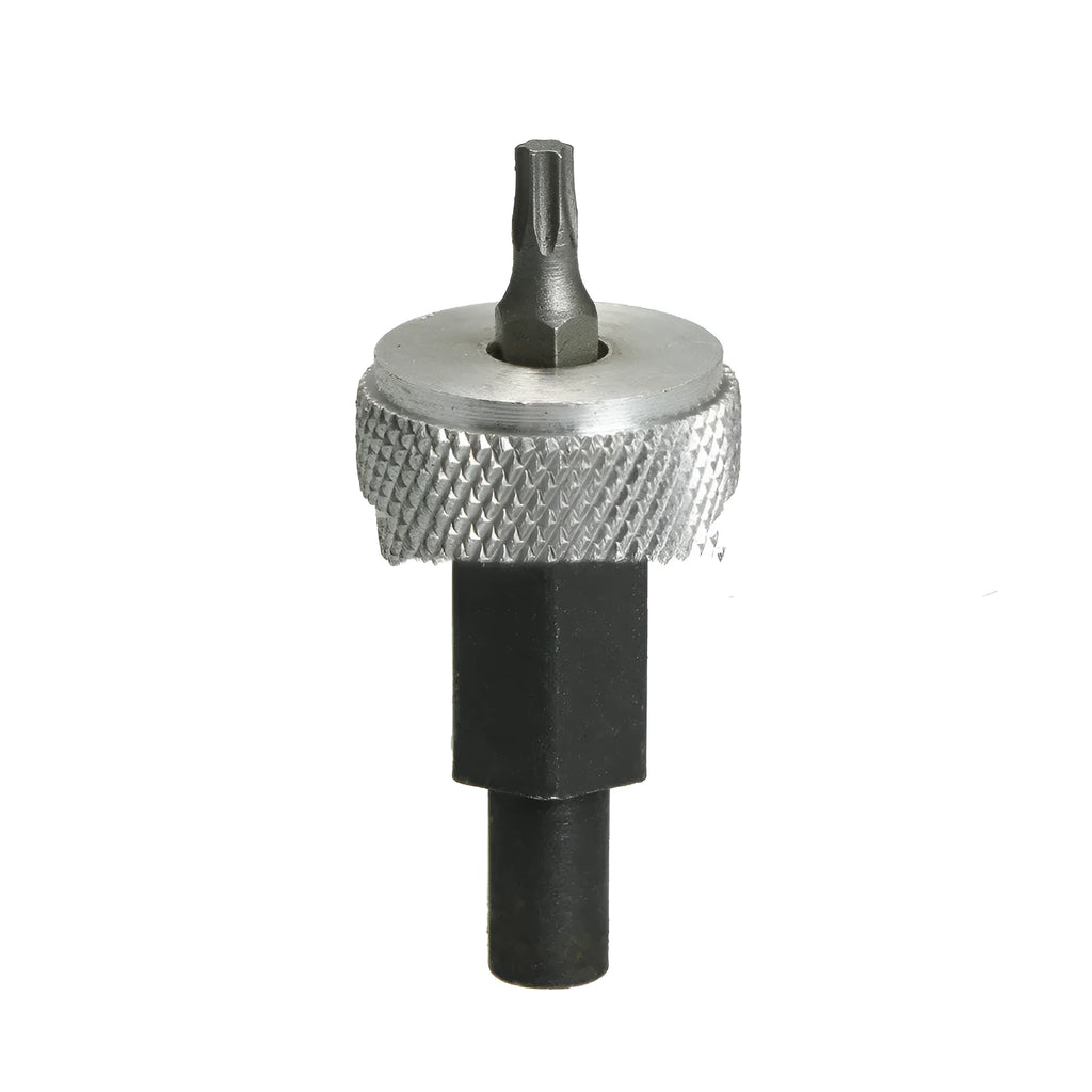 Ignition module wrench tool with carbon steel handle and knurled aluminium knobs on a white background.