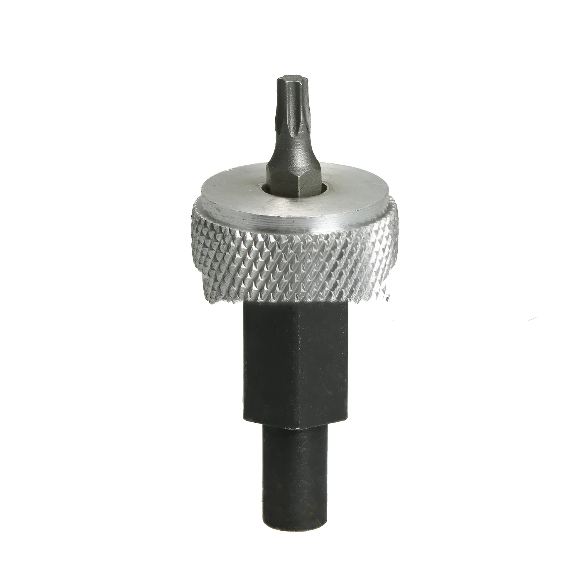 Ignition module wrench tool with carbon steel handle and knurled aluminium knobs on a white background.