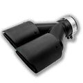 Black carbon fibre car exhaust modification silencer with dual outlet tailpipes
