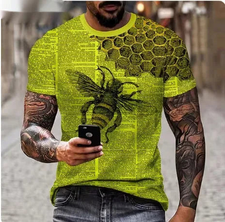 Men's grey t-shirt with a fierce lion's head 3D graphic print on the front.