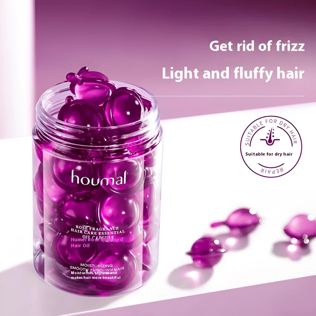 Houmai Rose Lavender flavor styling cream capsules, purple, 1ml x30 PCs hair essential oil in capsules