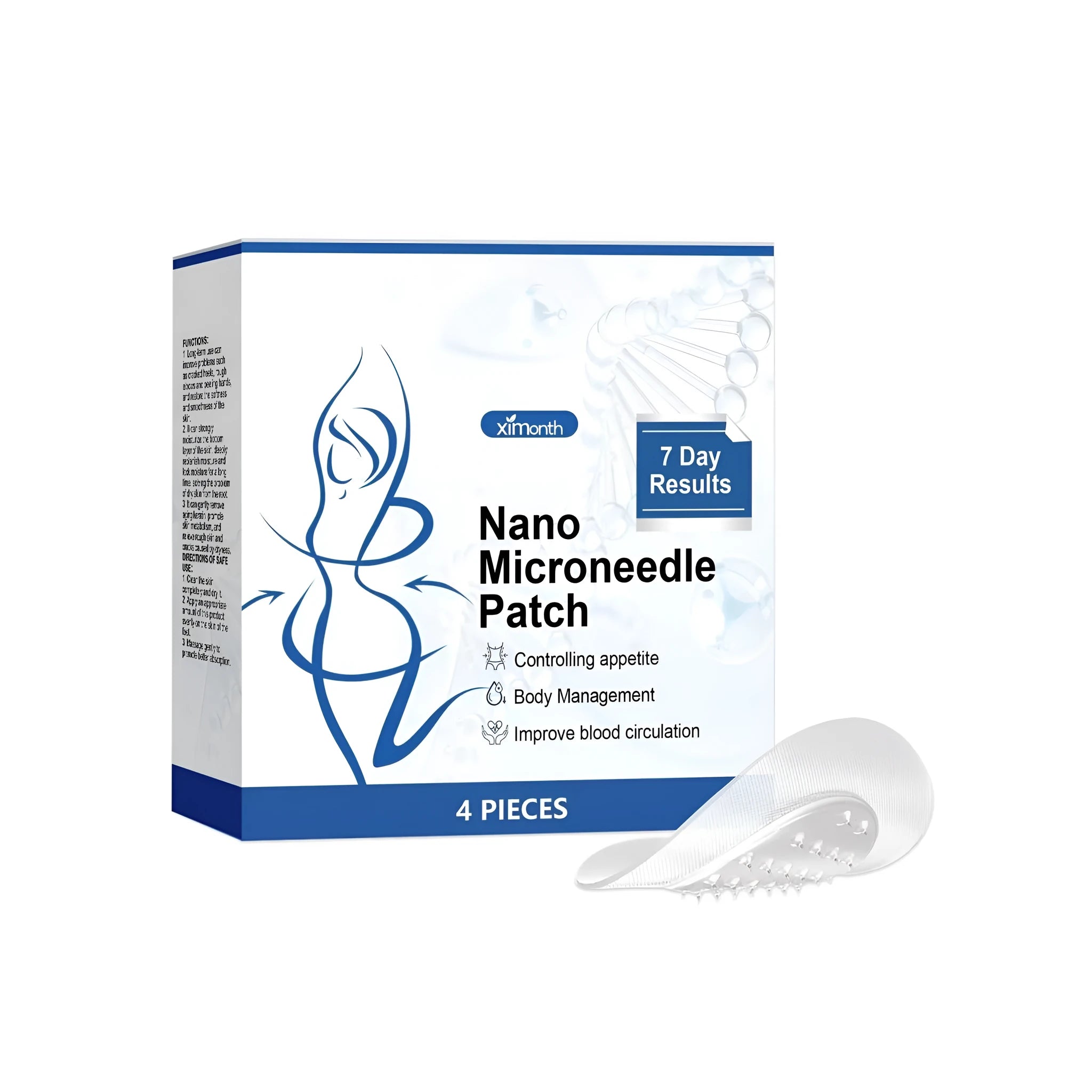 Four body shaping micro-needle patches for skincare with cinnamon, ginger, and mugwort ingredients