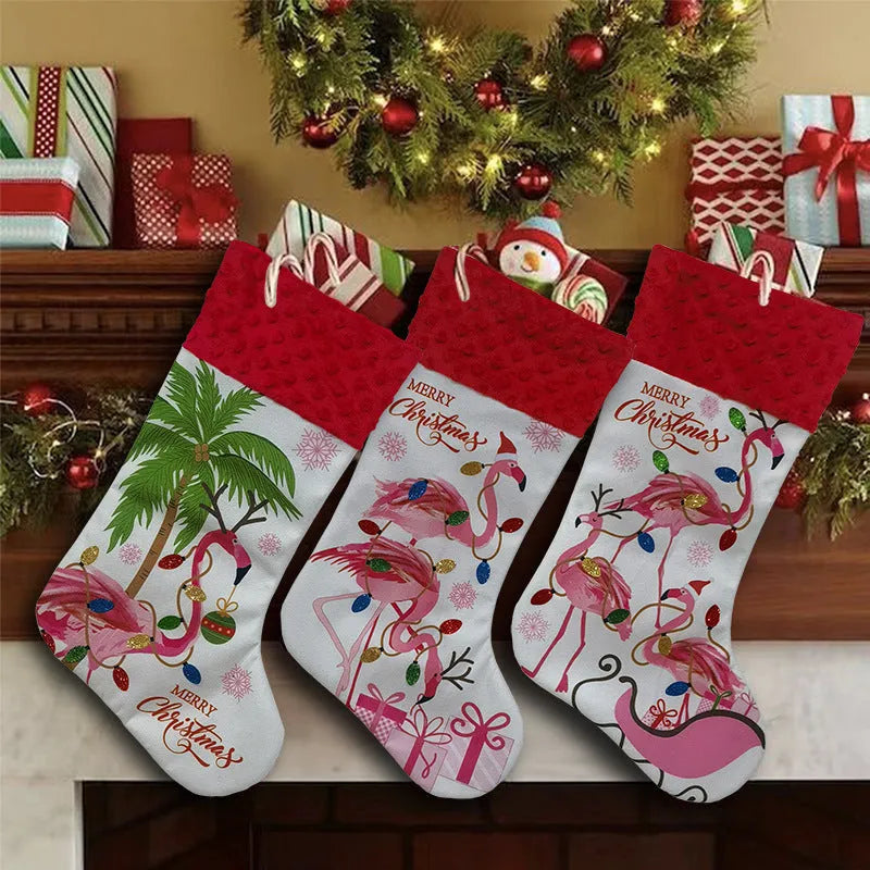 Cloth Christmas stocking measuring 46x28 cm in American holiday style