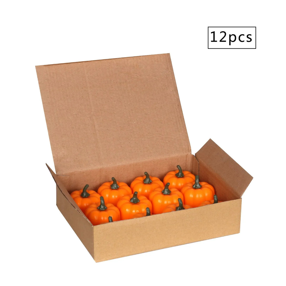 Yellow LED pumpkin light 4.9 x 4.3 cm PP injection moulded 12 pack for Halloween and Christmas