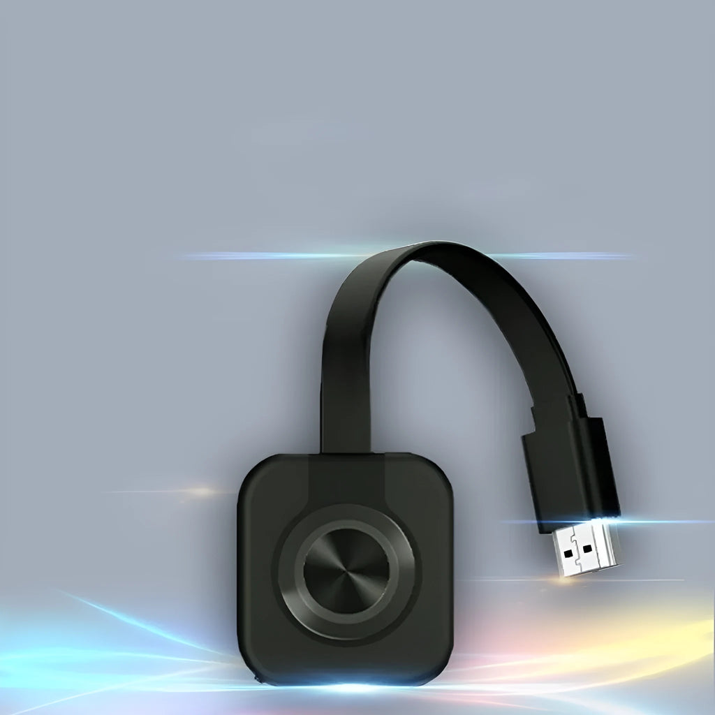 Compact wireless HDMI transmitter for projecting mobile phone screens to displays with included data cable
