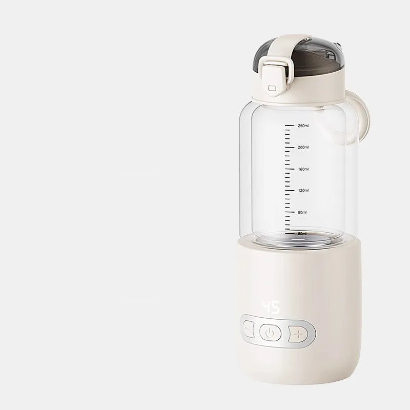 Wireless portable baby milk mixer with glass thermostatic cup 86x210mm in white