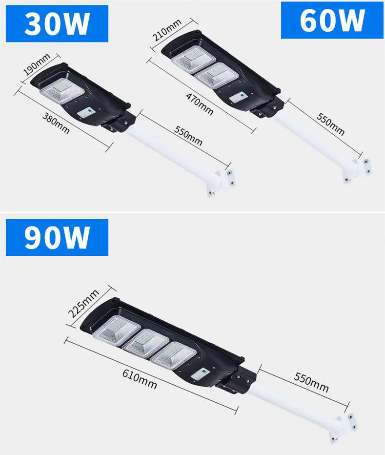 Integrated solar street light with solar panel and LED light unit for outdoor installation