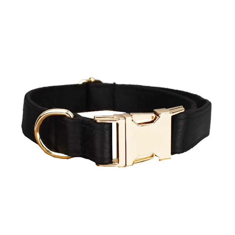 Cloth dog collar leash set with matching bow and vest accessories in multiple colours
